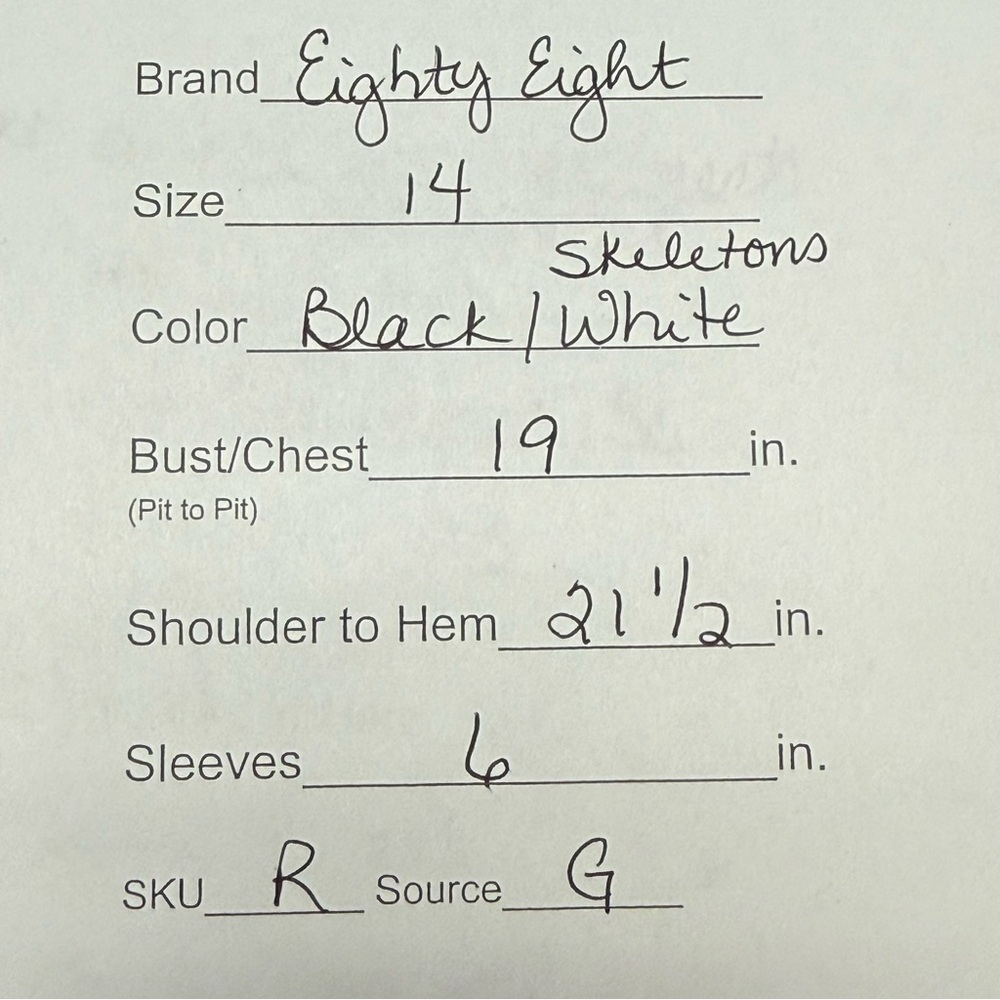 Eighty Eight Brand Black Skeleton Graphic Tee Cotton Short Sleeve Size 14 - Picture 7 of 7